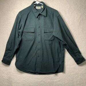Vintage L.L. Bean Chamois Cloth Button-Up Shirt Mens Size 16 Regular Green